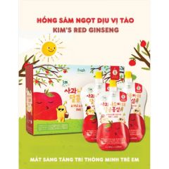 Nước hồng sâm trẻ em vị táo Kim's 100ml x 10 gói | hongsamkims.com