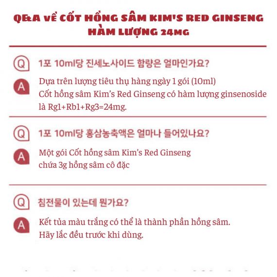 Tinh chất hồng sâm thượng hạng Kim's 10ml x 30 gói
