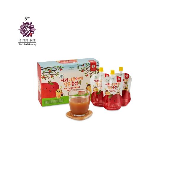 Nước hồng sâm trẻ em vị táo Kim's 100ml x 10 gói | hongsamkims.com